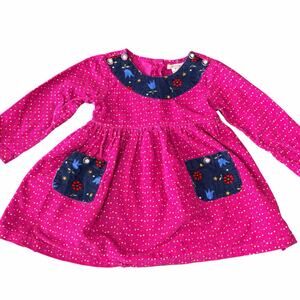 Sweetdil Girls Corduroy Dress 4T Pink Polka Dots Floral Pocks Flare Twee Cute